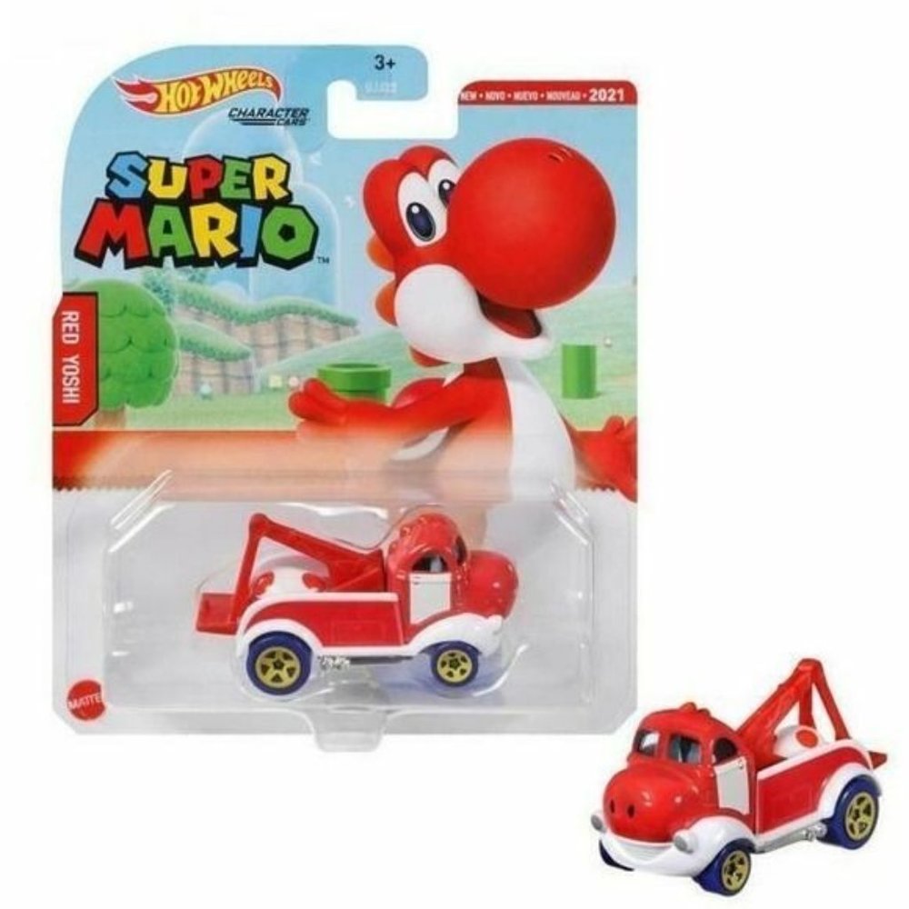 Super Mario Character Cars Red Yoshi Hot Wheels Gaming (2021) NEW
